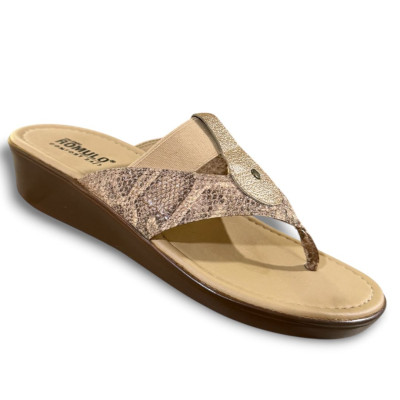 Romulo Sandalia Cuero Oro Rosa Mujer Ref 5968